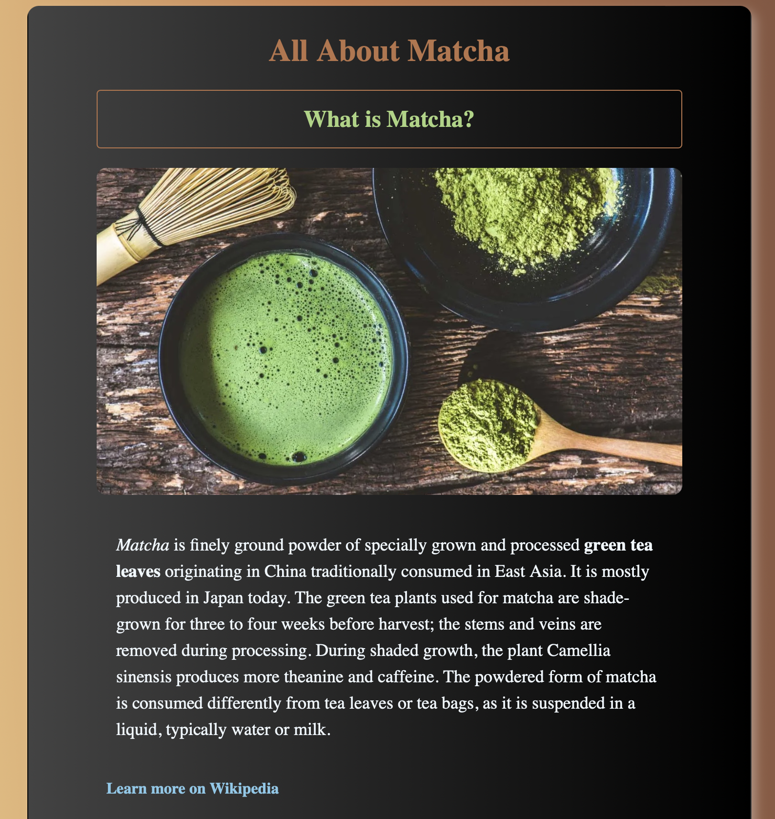 My Matcha Landing Page